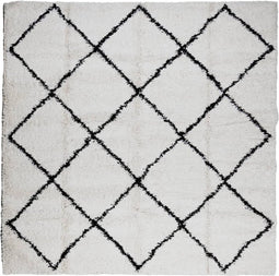 vidaXL - Vloerkleed - PAMPLONA - shaggy - hoogpolig - 240x240 - cm - crème - en - zwart