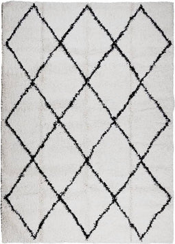 vidaXL - Vloerkleed - PAMPLONA - shaggy - hoogpolig - 240x340 - cm - crème - en - zwart