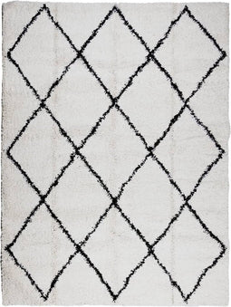 vidaXL - Vloerkleed - PAMPLONA - shaggy - hoogpolig - 300x400 - cm - crème - en - zwart