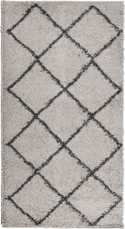 vidaXL - Vloerkleed - PAMPLONA - shaggy - hoogpolig - 60x110 - cm - beige - antraciet