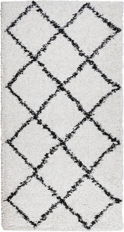vidaXL - Vloerkleed - PAMPLONA - shaggy - hoogpolig - 80x150 - cm - crème - en - zwart