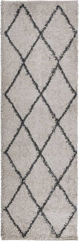 vidaXL - Vloerkleed - PAMPLONA - shaggy - hoogpolig - 80x250 - cm - beige - antraciet