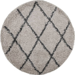 vidaXL - Vloerkleed - PAMPLONA - shaggy - hoogpolig - Ø - 120 - cm - beige - antraciet