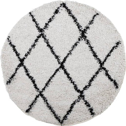 vidaXL - Vloerkleed - PAMPLONA - shaggy - hoogpolig - Ø - 280 - cm - crème - en - zwart
