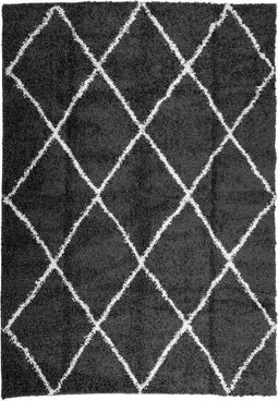 vidaXL - Vloerkleed - shaggy - hoogpolig - modern - 120x170 - cm - zwart - en - crème