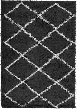 vidaXL - Vloerkleed - shaggy - hoogpolig - modern - 140x200 - cm - zwart - en - crème