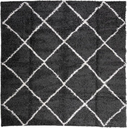 vidaXL - Vloerkleed - shaggy - hoogpolig - modern - 160x160 - cm - zwart - en - crème