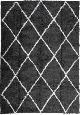 vidaXL - Vloerkleed - shaggy - hoogpolig - modern - 160x230 - cm - zwart - en - crème