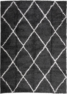 vidaXL - Vloerkleed - shaggy - hoogpolig - modern - 200x280 - cm - zwart - en - crème