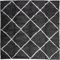 vidaXL - Vloerkleed - shaggy - hoogpolig - modern - 240x240 - cm - zwart - en - crème