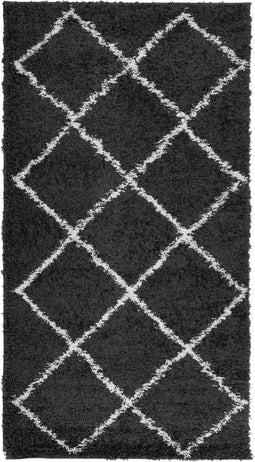 vidaXL - Vloerkleed - shaggy - hoogpolig - modern - 60x110 - cm - zwart - en - crème