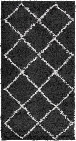 vidaXL - Vloerkleed - shaggy - hoogpolig - modern - 80x150 - cm - zwart - en - crème