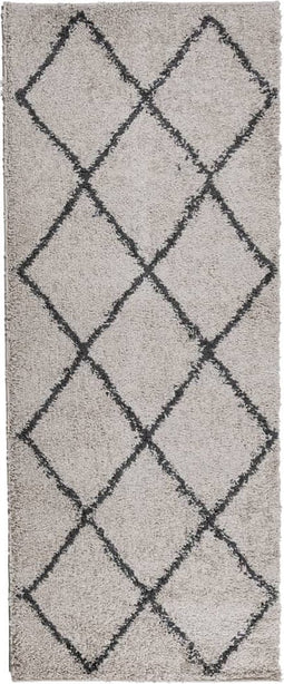 vidaXL - Vloerkleed - shaggy - hoogpolig - modern - 80x200 - cm - beige - en - antraciet