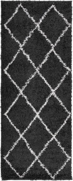 vidaXL - Vloerkleed - shaggy - hoogpolig - modern - 80x200 - cm - zwart - en - crème