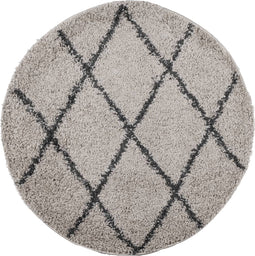 vidaXL - Vloerkleed - shaggy - hoogpolig - modern - Ø - 160 - cm - beige - en - antraciet