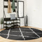 vidaXL - Vloerkleed - shaggy - hoogpolig - modern - Ø - 200 - cm - zwart - en - crème