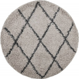 vidaXL - Vloerkleed - shaggy - hoogpolig - modern - Ø - 240 - cm - beige - en - antraciet