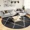 vidaXL - Vloerkleed - shaggy - hoogpolig - modern - Ø - 280 - cm - zwart - en - crème