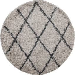 vidaXL - Vloerkleed - shaggy - hoogpolig - modern - Ø - 80 - cm - beige - en - antraciet