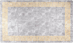 vidaXL - Vloerkleed - wasbaar - anti-slip - 120x170 - cm - grijs - en - goudkleurig