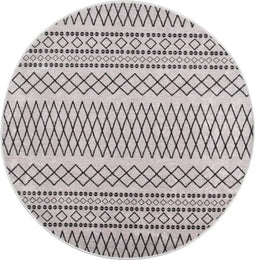 vidaXL - Vloerkleed - wasbaar - anti-slip - ø120 - cm - zwart - en - wit