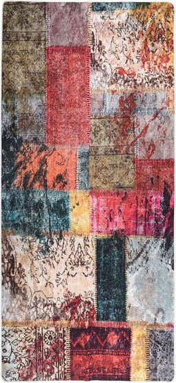 vidaXL - Vloerkleed - wasbaar - anti-slip - patchwork - 80x300 - cm - meerkleurig