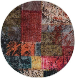 vidaXL - Vloerkleed - wasbaar - anti-slip - patchwork - ø120 - cm - meerkleurig