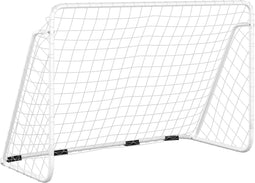 vidaXL - Voetbaldoel - met - net - 180x90x120 - cm - staal - wit