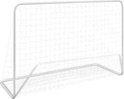 vidaXL - Voetbaldoel - met - net - 182x61x122 - cm - staal - wit