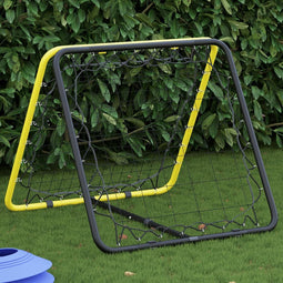 vidaXL Voetbalrebounder dubbelzijdig verstelbaar staal geel en zwart