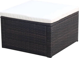 vidaXL - Voetenbank/poef - bruin - 53x53x30 - cm - poly - rattan