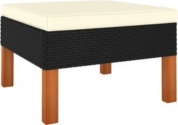 vidaXL - Voetenbank - poly - rattan - en - massief - eucalyptushout