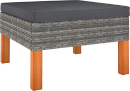 vidaXL - Voetenbank - poly - rattan - en - massief - eucalyptushout