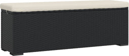 vidaXL - Voetenbankje - met - kussen - 110x30x40 - cm - poly - rattan - zwart