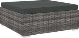 vidaXL - Voetensteun - 1 - st - met - kussen - poly - rattan - grijs