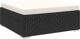 vidaXL - Voetensteun - 1 - st - met - kussen - poly - rattan - zwart