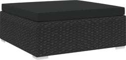 vidaXL - Voetensteun - 1 - st - met - kussen - poly - rattan - zwart