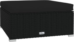 vidaXL - Voetensteun - met - kussen - 70x70x30 - cm - poly - rattan - zwart