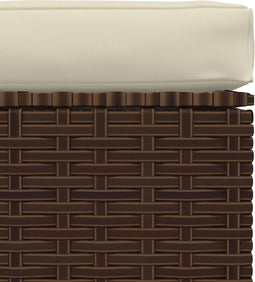 vidaXL - Voetensteun - met - kussen - 70x70x30 - cm - poly - rattan - bruin