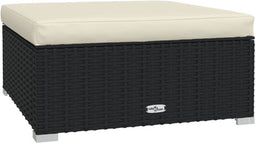 vidaXL - Voetensteun - met - kussen - 70x70x30 - cm - poly - rattan - zwart