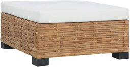 vidaXL - Voetensteun - met - kussen - natuurlijk - rattan