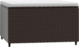 vidaXL - Voetensteun - met - kussen - poly - rattan - bruin