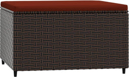vidaXL - Voetensteun - met - kussen - poly - rattan - bruin