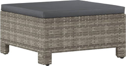 vidaXL - Voetensteun - met - kussen - poly - rattan - grijs