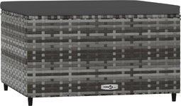 vidaXL - Voetensteun - met - kussen - poly - rattan - grijs