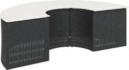 vidaXL - Voetensteun - met - kussen - poly - rattan - zwart