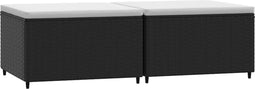 vidaXL - Voetensteunen - 2 - st - met - kussen - poly - rattan - zwart