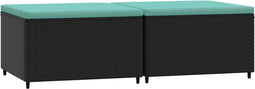 vidaXL - Voetensteunen - 2 - st - met - kussens - poly - rattan - zwart