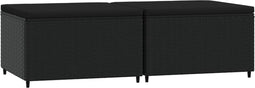 vidaXL - Voetensteunen - 2 - st - met - kussens - poly - rattan - zwart