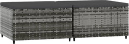 vidaXL - Voetensteunen - 2 - st - met - kussens - poly - rattan - grijs